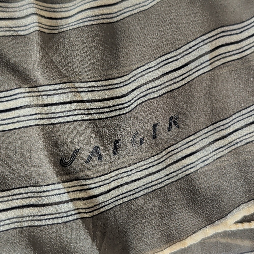 Jaeger Vintage Olive Green Butterfly Scarf - Picture 3 of 3